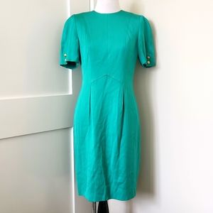 🎉HP🎉Vintage Liz Claiborne Seafoam green knee-length shift w/ shoulder pads 2P
